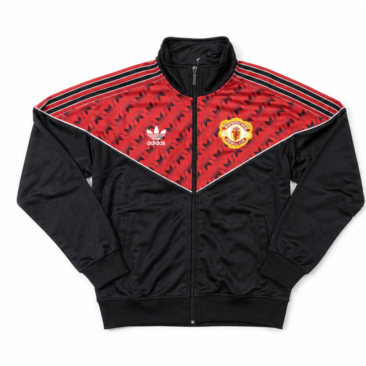 Black Pattern Retro Track Jacket